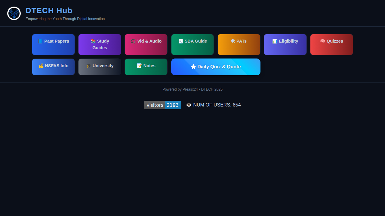 DTECH Educational Hub Interface